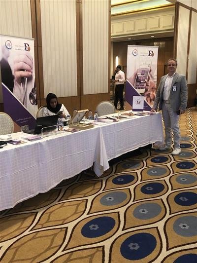 التحضيرات الاستباقية لجناح منظومة نخبة الأطباء و المُقام ضمن فعاليات المؤتمر.